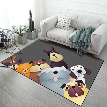 Vivolux | Stijlvol Kinder Tapijt in Roze en Grijs Dier Eenhoorn Konijn Hond Patroon Tapijt Polyester Antislip Vloerkleed voor Kinderkamer