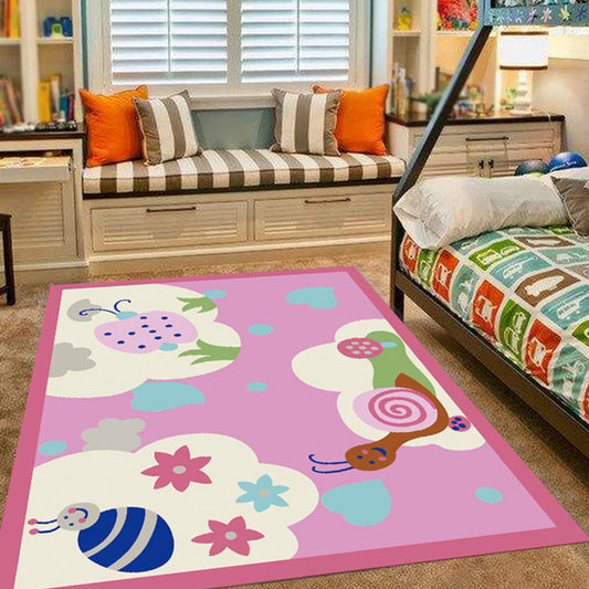 Vivolux | Roze en Blauwe Kinderkamer Tapijt Dieren Vogel Olifant Giraf Patroon Tapijt Polyester Antislip Vloerkleed