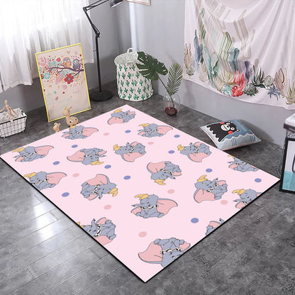 Vivolux | Kinderen Kinderkamer Tapijt in Zwart en Roze Dier Tijger Olifant Varken Print Tapijt Polyester Vlekbestendige Area Tapijt