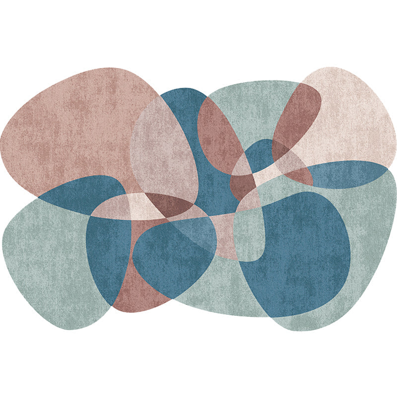 Vivolux | Neuheit Wohnzimmer Unregelmäßiger Teppich in Grau und Blau Farbblockdruck Teppich Polyester Rutschfeste Rückseite Teppich