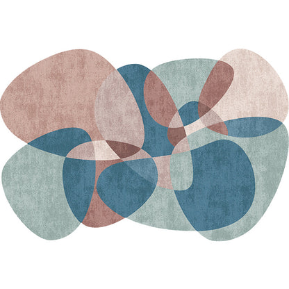 Vivolux | Neuheit Wohnzimmer Unregelmäßiger Teppich in Grau und Blau Farbblockdruck Teppich Polyester Rutschfeste Rückseite Teppich