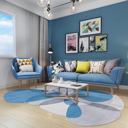 Vivolux | Neuheit Wohnzimmer Unregelmäßiger Teppich in Grau und Blau Farbblockdruck Teppich Polyester Rutschfeste Rückseite Teppich