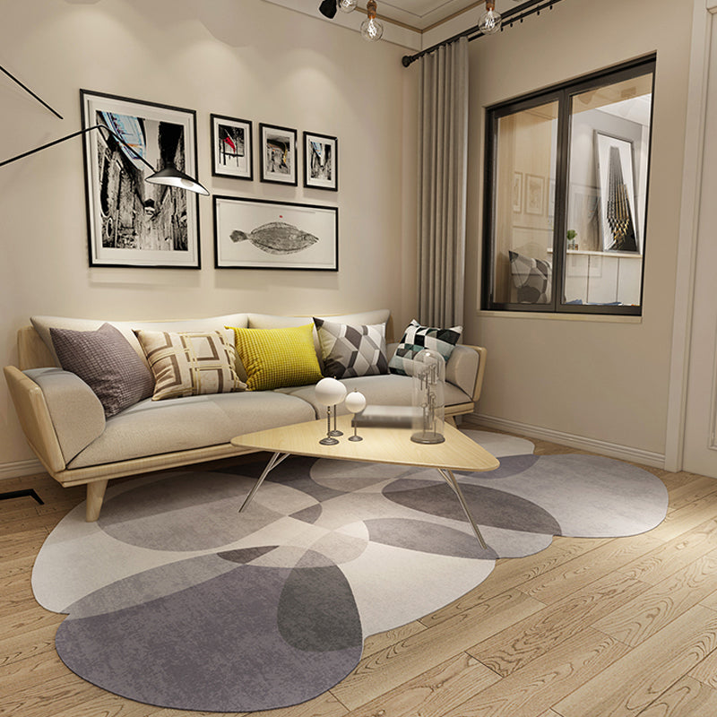 Vivolux | Neuheit Wohnzimmer Unregelmäßiger Teppich in Grau und Blau Farbblockdruck Teppich Polyester Rutschfeste Rückseite Teppich