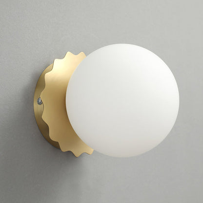 Vivolux | Witte glazen bol wandlamp moderne 1-lamp gouden wandverlichting voor slaapkamer