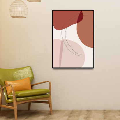Vivolux | Skandinavische abstrakte Figuren Wandkunst Leinwand dekoratives orange Bild für das Zeichenzimmer