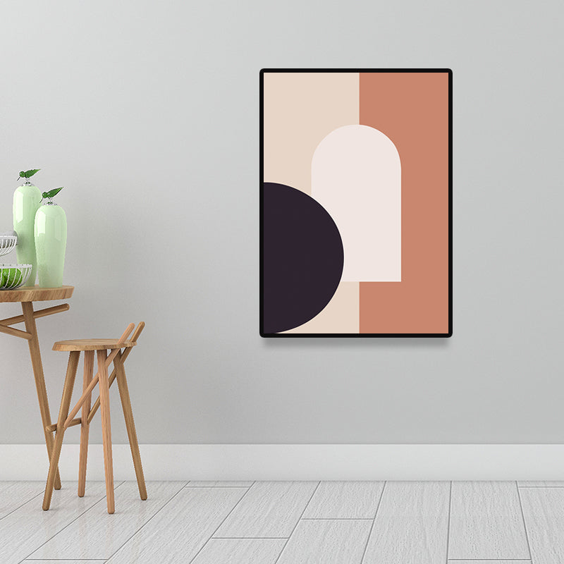 Vivolux | Skandinavische abstrakte Figuren Wandkunst Leinwand dekoratives orange Bild für das Zeichenzimmer