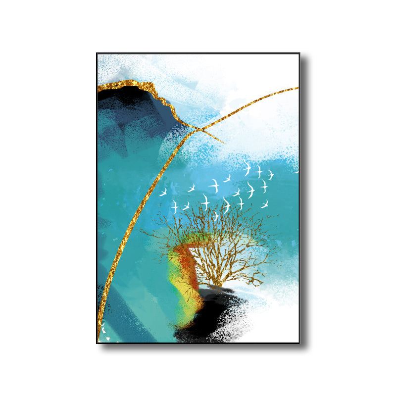 Vivolux | Illustratie Schilderij Moderne Stijl Kunst Abstract in Blauw, Meerdere Maten Beschikbaar