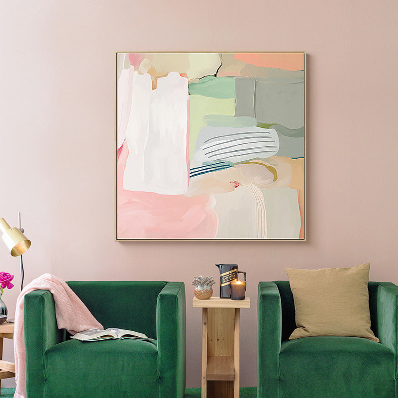 Vivolux | Bürstenstrich Malerei in Pink Zeitgenössischer Stil Wandkunst Deko für Mädchen Schlafzimmer