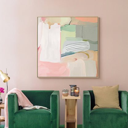 Vivolux | Bürstenstrich Malerei in Pink Zeitgenössischer Stil Wandkunst Deko für Mädchen Schlafzimmer