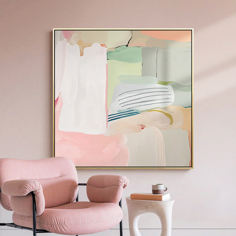 Vivolux | Bürstenstrich Malerei in Pink Zeitgenössischer Stil Wandkunst Deko für Mädchen Schlafzimmer