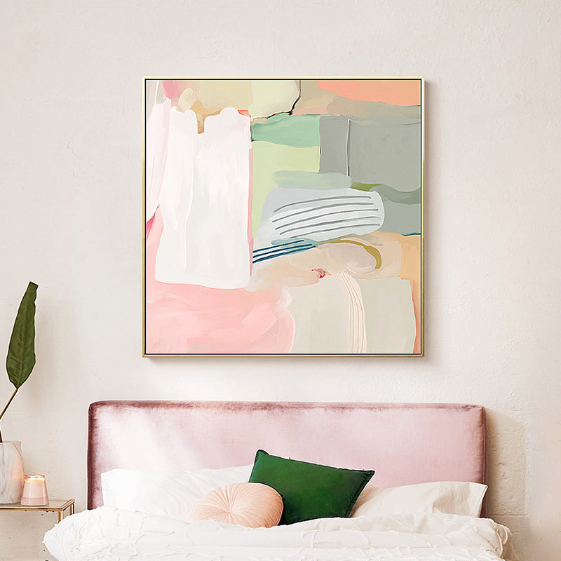 Vivolux | Bürstenstrich Malerei in Pink Zeitgenössischer Stil Wandkunst Deko für Mädchen Schlafzimmer