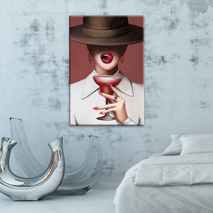 Vivolux | Victorian Fashion Lady Kunstdruck Dunkle Farbe Dekorative Wanddekoration für das Schlafzimmer