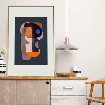 Vivolux | Braunes abstraktes Zeichnungsdruck Nordic dekorative umschlossene Leinwand für das Wohnzimmer