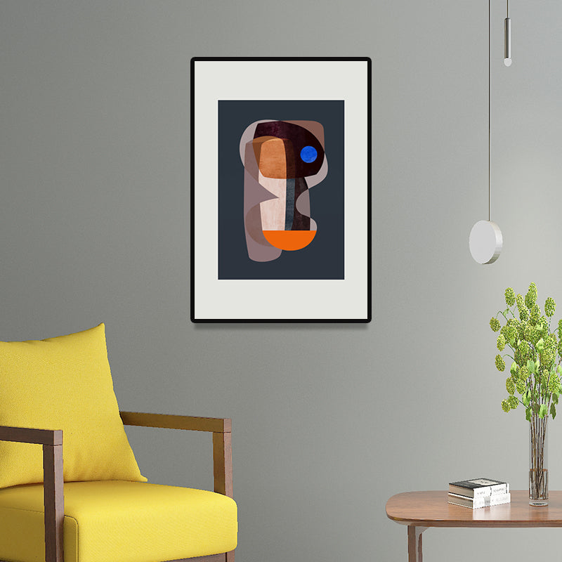 Vivolux | Braunes abstraktes Zeichnungsdruck Nordic dekorative umschlossene Leinwand für das Wohnzimmer