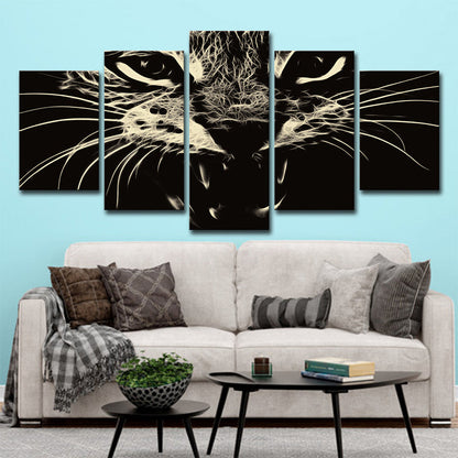 Vivolux | Schwarz Katze Wandkunst Tier Moderne Stil Mehrteilige Leinwanddruck für Wohnzimmer