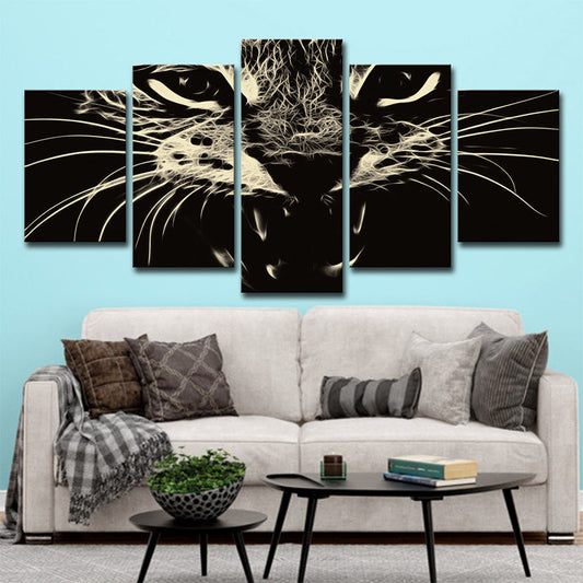 Vivolux | Schwarz Katze Wandkunst Tier Moderne Stil Mehrteilige Leinwanddruck für Wohnzimmer