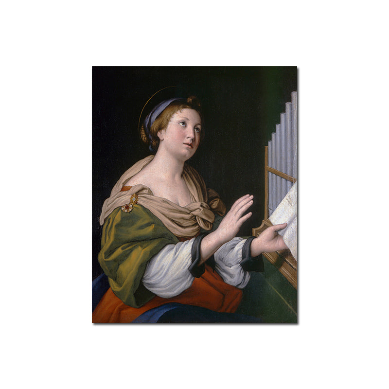 Vivolux | Adelige Frauenporträt Malerei Texturiert Retro Stil Zuhause Leinwand Wandkunst in Dunkler Farbe