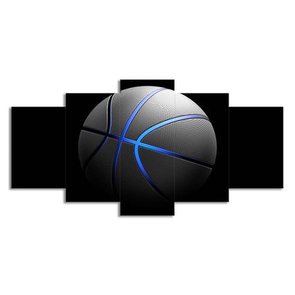 Vivolux | Schwarze Basketball Wandkunst Sport Moderne Mehrteilige Leinwanddruck für das Wohnzimmer