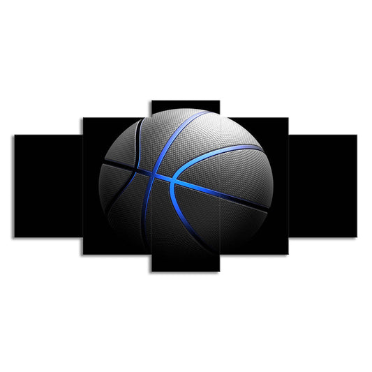 Vivolux | Schwarze Basketball Wandkunst Sport Moderne Mehrteilige Leinwanddruck für das Wohnzimmer