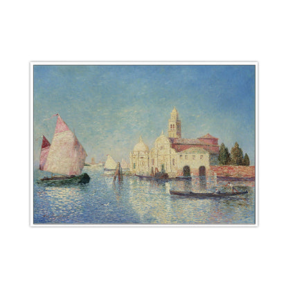 Vivolux | Ölmalerei Venedig Kanal Leinwand Wandkunst für das Wohnzimmer, Blau und Pink, Texturiert