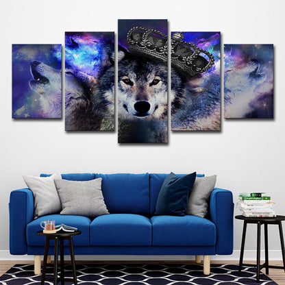 Vivolux | Digitale Druck Wölfe Wandkunst Lila Modernismus Leinwand für Wohnzimmer, Mehrteilig