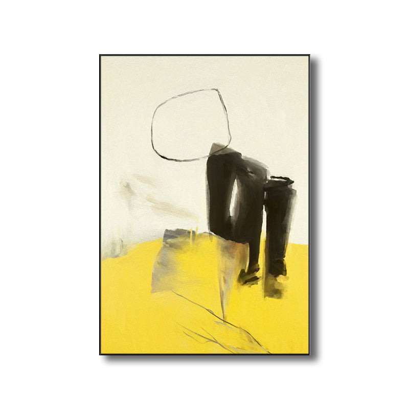 Vivolux | Moderner Stil Abstraktes Muster Kunst Gelb Texturiert Wanddekor für Esszimmer