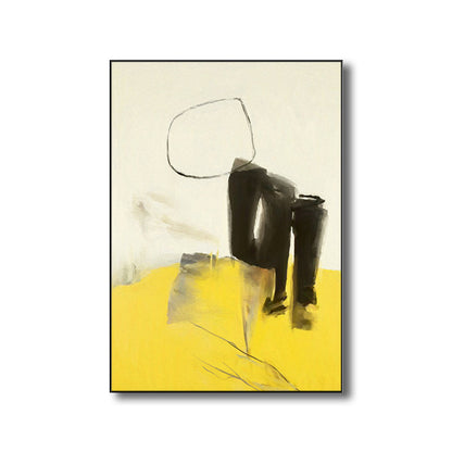 Vivolux | Moderner Stil Abstraktes Muster Kunst Gelb Texturiert Wanddekor für Esszimmer