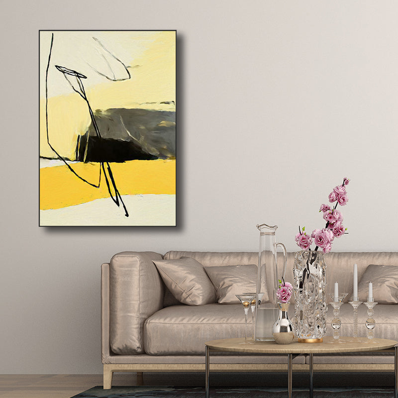 Vivolux | Moderner Stil Abstraktes Muster Kunst Gelb Texturiert Wanddekor für Esszimmer