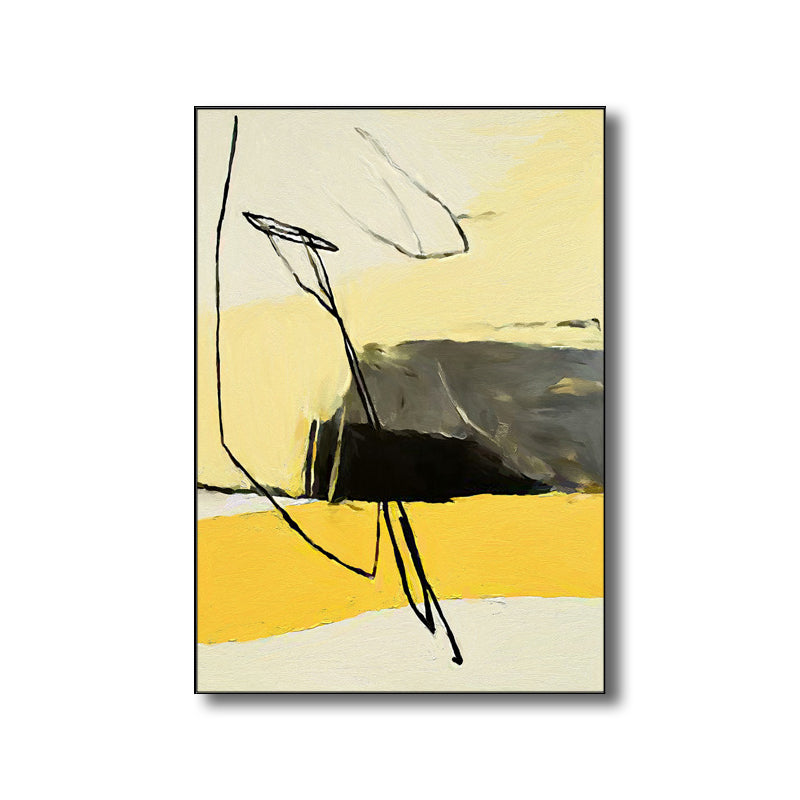 Vivolux | Moderner Stil Abstraktes Muster Kunst Gelb Texturiert Wanddekor für Esszimmer