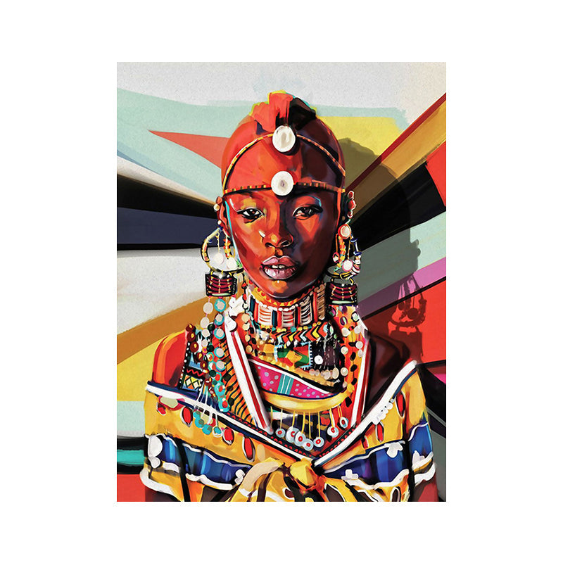 Vivolux | Frauen Wandkunst Dekorative von Asien inspirierte Zeichnung Raum Eingewickelte Leinwand in Orange