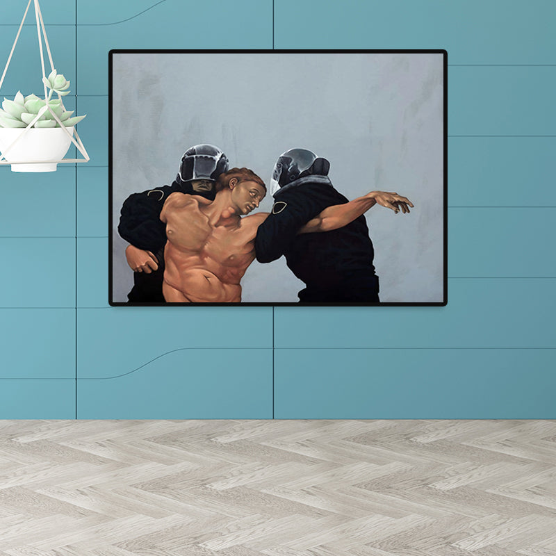 Vivolux | Schwarze Retro Wanddekoration Malerei Druck Von der Polizei Gefangen Leinwandkunst für Schlafzimmer