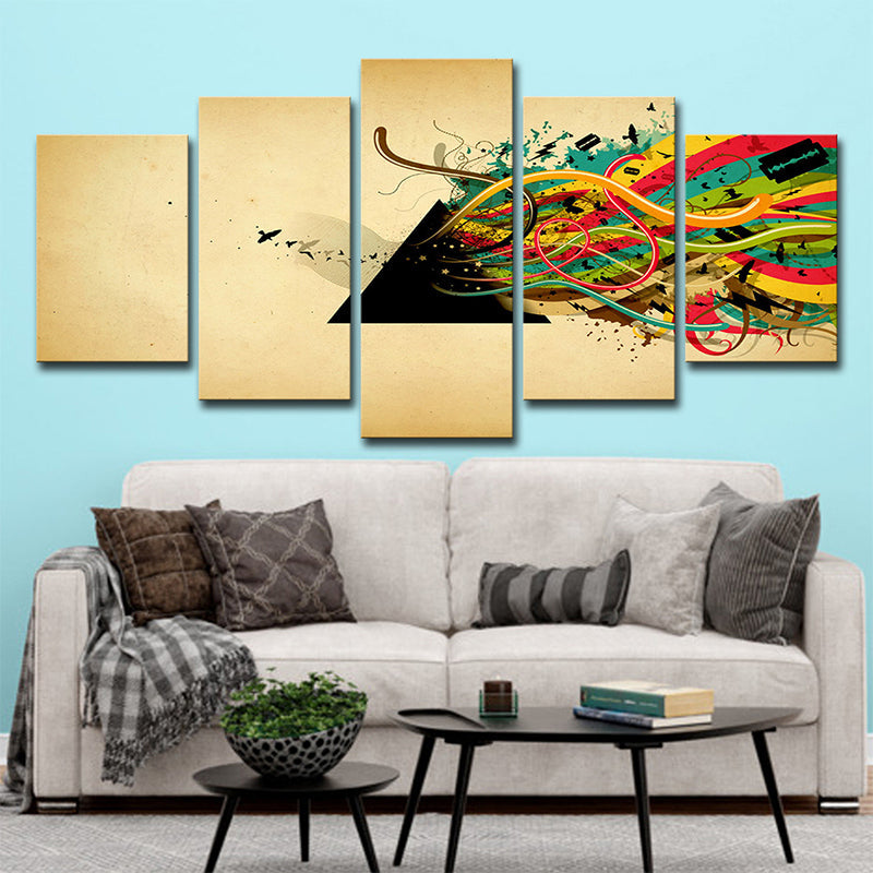 Vivolux | Leinwand Gelbes Kunstwerk Modernes Musikalisches Noten Wanddekor für das Mädchenzimmer, Mehrteilig