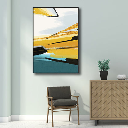 Vivolux | Abstractes Muster Gemälde Gelb Leinwand Wandkunst Texturiert, Mehrere Größen Verfügbar