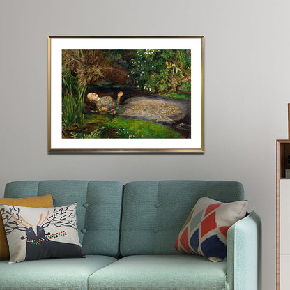 Vivolux | Damen Fließend mit Stream Leinwand für Schlafzimmer Figur Malerei Wandkunst Druck in Grün, Texturiert