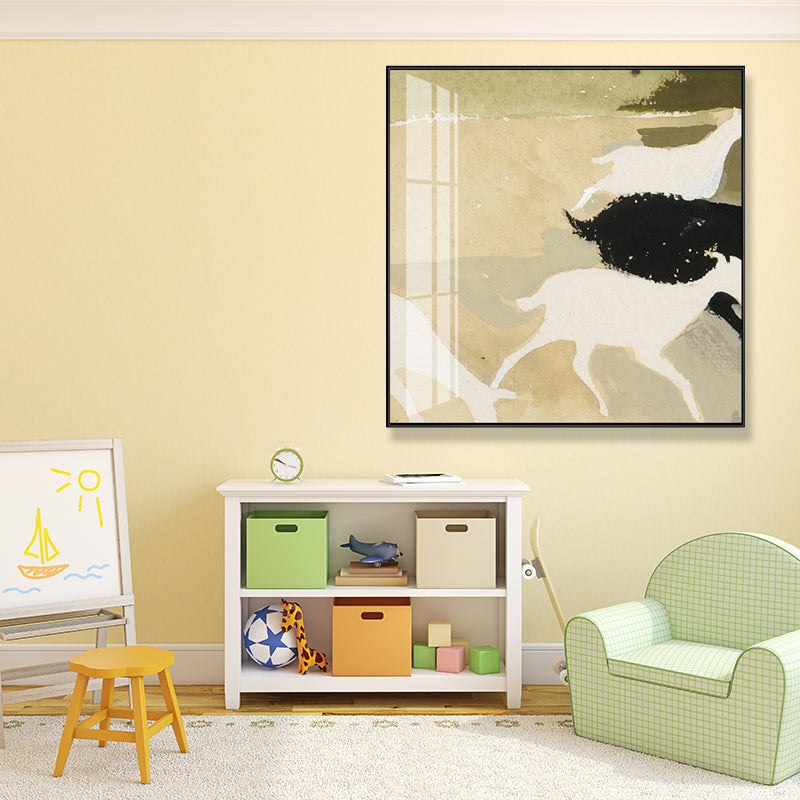 Vivolux | Zeitgenössische Hirschherde Gemälde Tiere Beige Wandkunst, Mehrere Größen Verfügbar