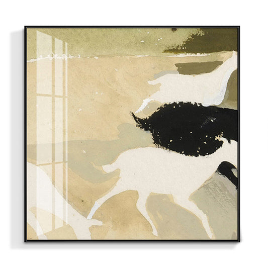 Vivolux | Zeitgenössische Hirschherde Gemälde Tiere Beige Wandkunst, Mehrere Größen Verfügbar