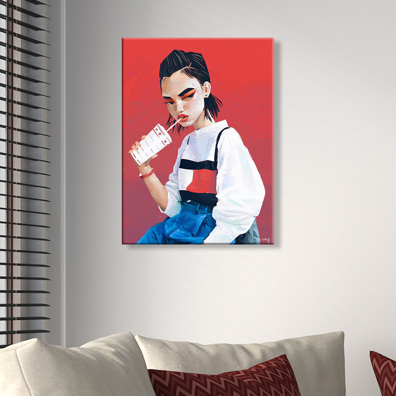 Vivolux | Leinwand Dekorativer Wanddekoration Viktorianisches Mädchen Kunstdruck in heller Farbe für das Schlafzimmer