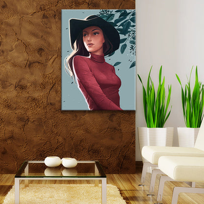 Vivolux | Leinwand Dekorativer Wanddekoration Viktorianisches Mädchen Kunstdruck in heller Farbe für das Schlafzimmer