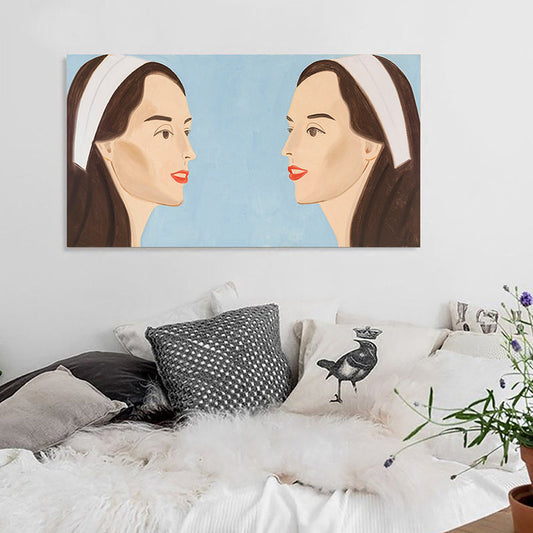 Vivolux | Pop Art Leinwanddruck in Blau Alex Katz Doppelte Weiße Band Malerei Wanddekoration für Zuhause