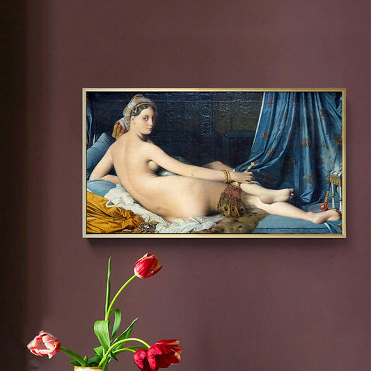 Vivolux | Nude Frau Malerei Kunstdruck Vintage Sexy Figur Wanddekoration in Blau für das Esszimmer