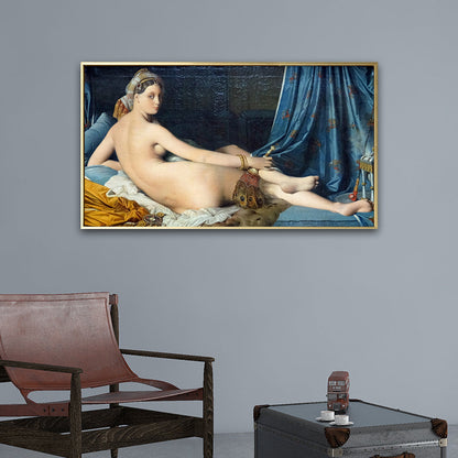 Vivolux | Nude Frau Malerei Kunstdruck Vintage Sexy Figur Wanddekoration in Blau für das Esszimmer