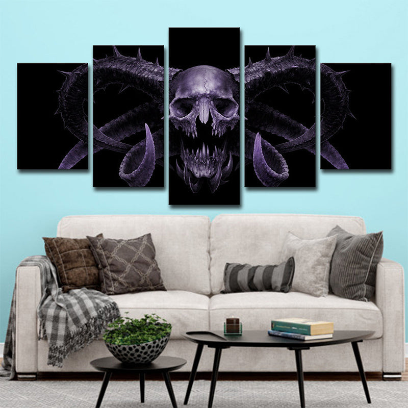Vivolux | Demon Skull Wanddecoratie Multi-Stuk Modernistische Woonkamer Canvas Print in Paars