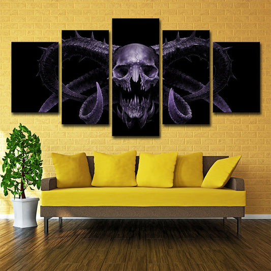 Vivolux | Demon Skull Wanddecoratie Multi-Stuk Modernistische Woonkamer Canvas Print in Paars