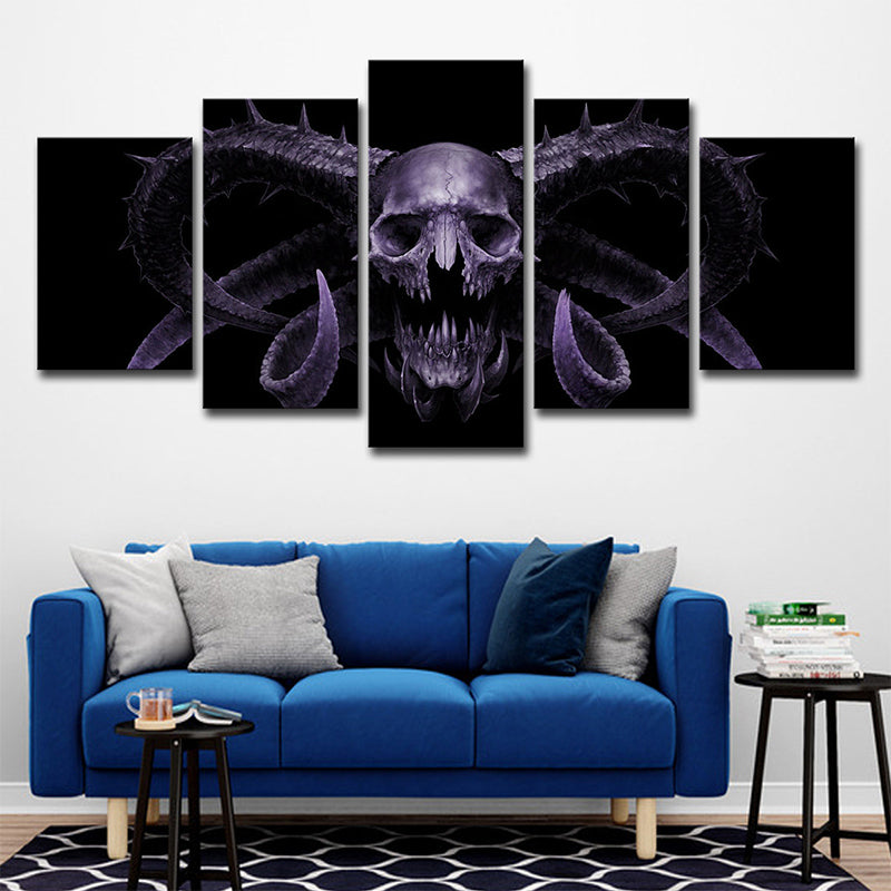 Vivolux | Demon Skull Wanddecoratie Multi-Stuk Modernistische Woonkamer Canvas Print in Paars