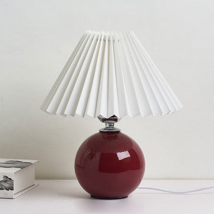 Vivolux | Nordische minimalistische 1-flammige Tischlampe aus Keramik mit Plissee