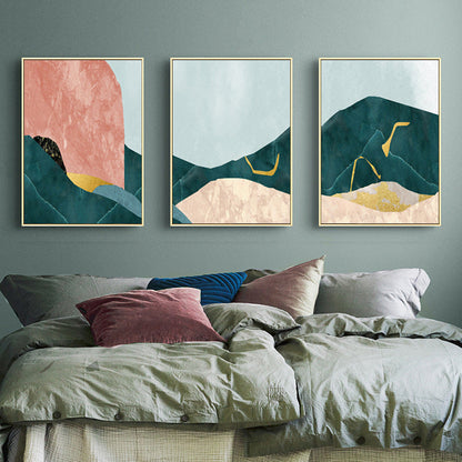 Vivolux | Nordic Abstract Mountain Print Leinwand Aqua Texturiertes Wandkunst für Wohnzimmer