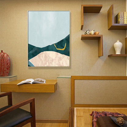 Vivolux | Nordic Abstract Mountain Print Leinwand Aqua Texturiertes Wandkunst für Wohnzimmer