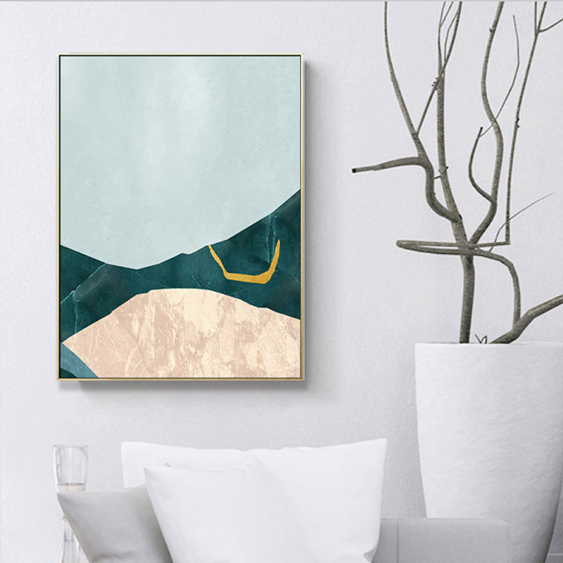 Vivolux | Nordic Abstract Mountain Print Leinwand Aqua Texturiertes Wandkunst für Wohnzimmer