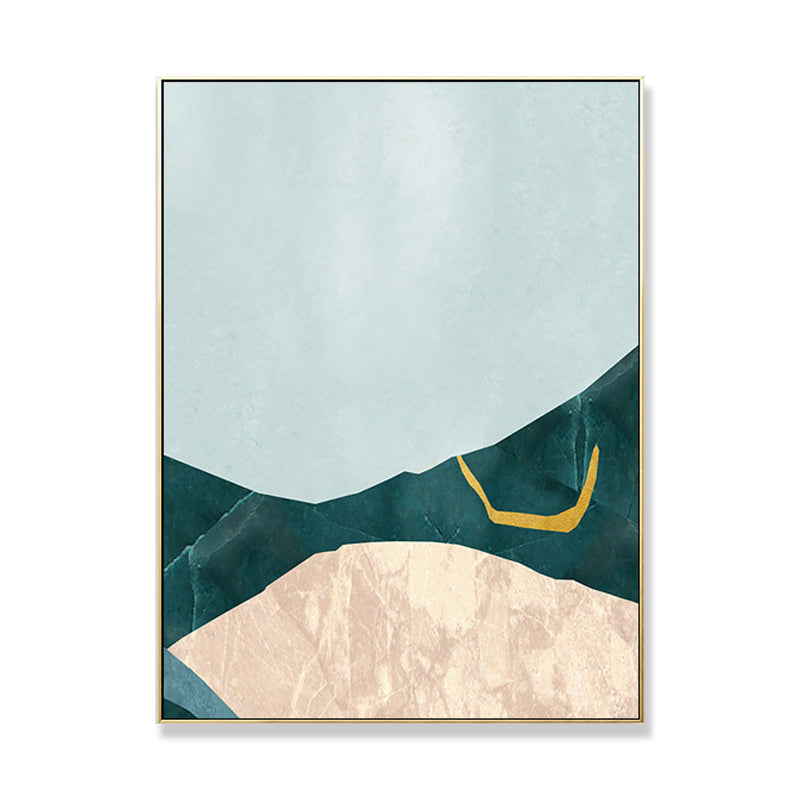 Vivolux | Nordic Abstract Mountain Print Leinwand Aqua Texturiertes Wandkunst für Wohnzimmer