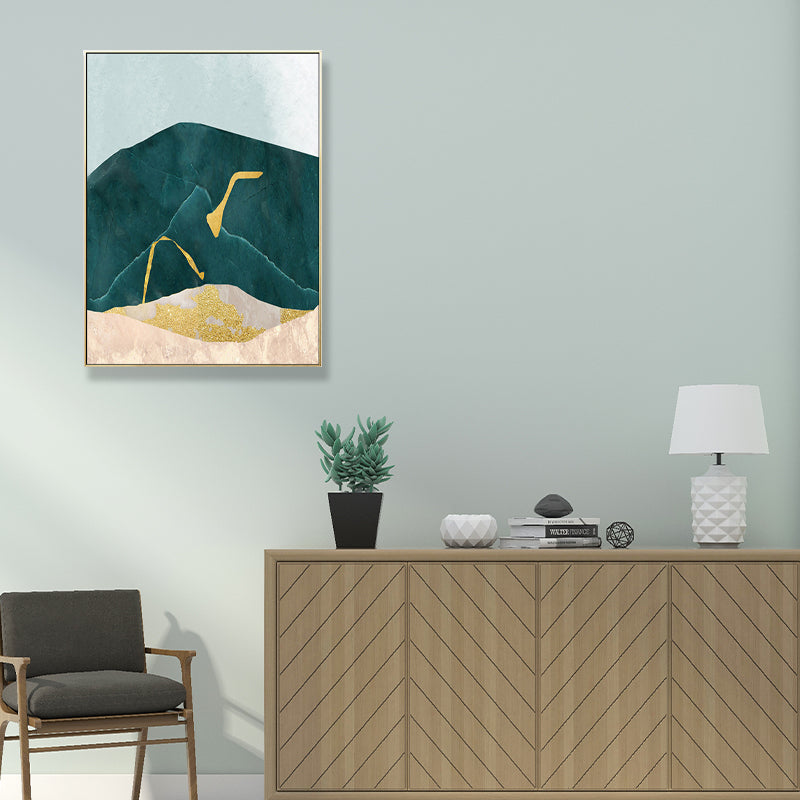 Vivolux | Nordic Abstract Mountain Print Leinwand Aqua Texturiertes Wandkunst für Wohnzimmer